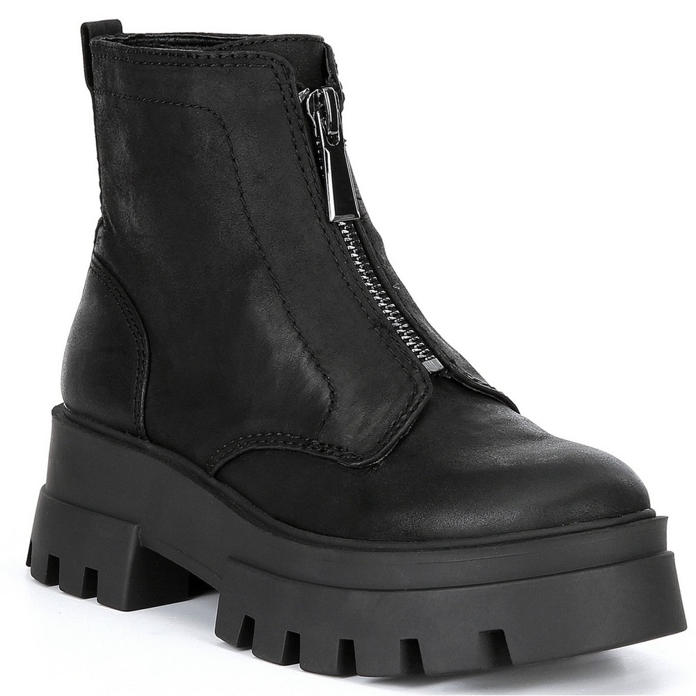 NEW GB All-Star Leather Center Zip Chunky Lug Sole Platform Boots- NWOB